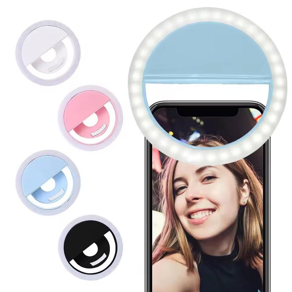 Photography Lighting Description - Clip On Selfie Ring Light Rechargeable