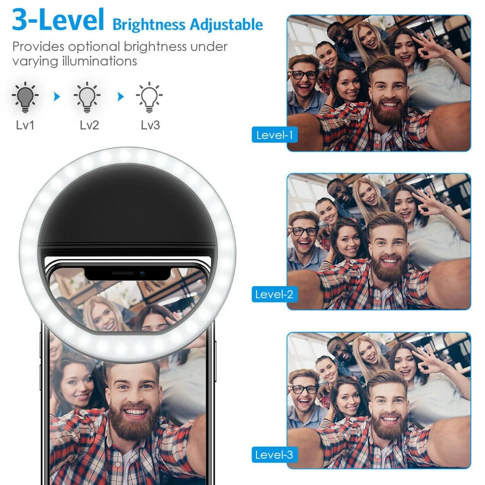 USB Rechargeable LED Selfie Ri - Photography Lighting Description recension och pris